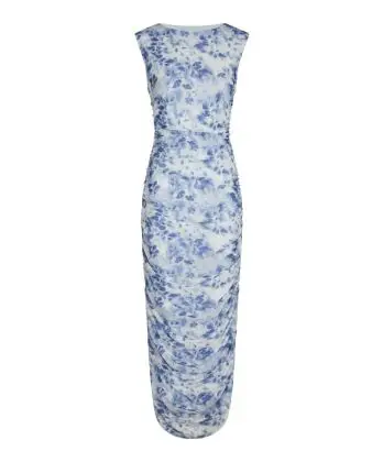Corilina Long Mesh Dress Light Blue - Sommerkjoler