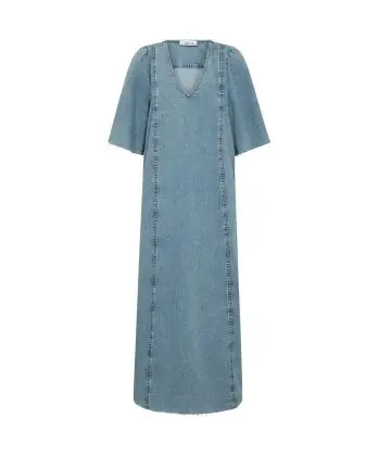 Denim Raw Hem Dress Denim Blue - Brands